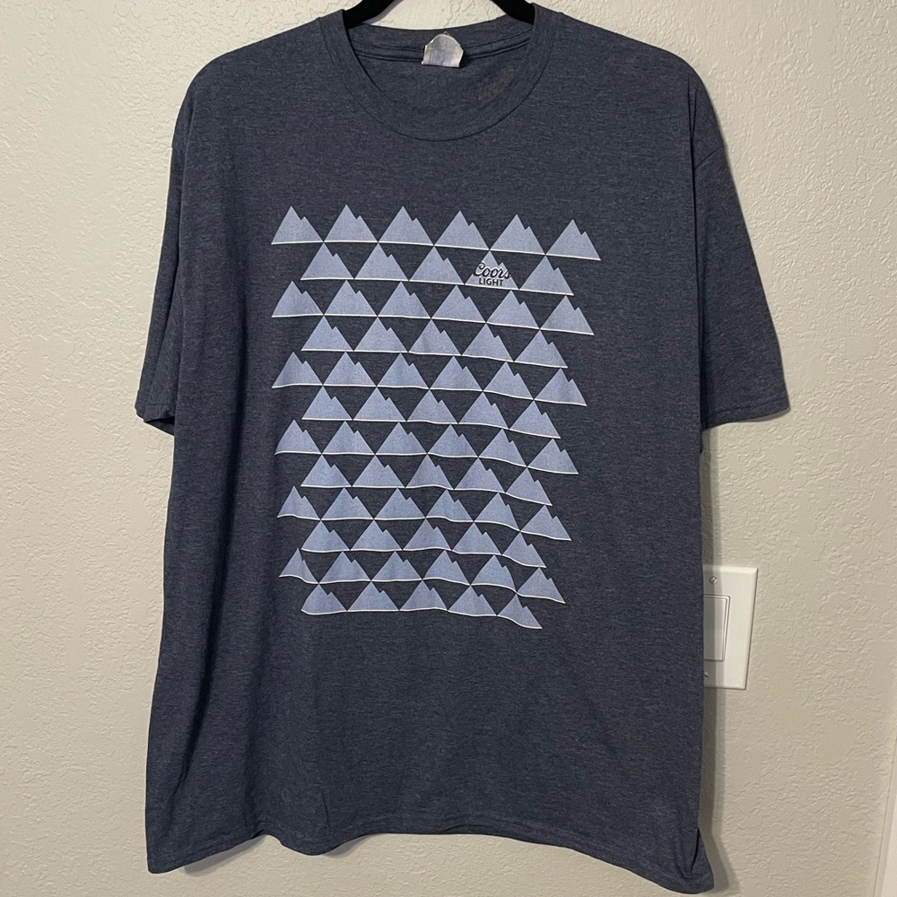 Heathered Blue/Grey Port & Company Ring Spun Coors Light Tee Shirt
